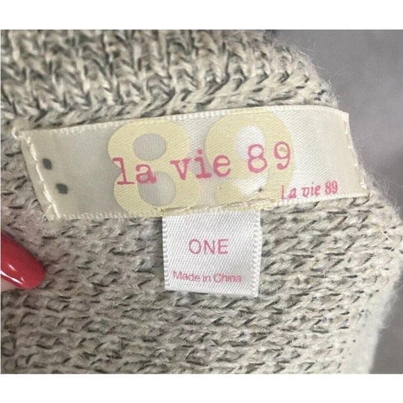 Womens La Vie 89 One Size Sweater Poncho Wool Blend Cream Ivory Tassel Oversized - Picture 6 of 7